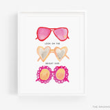Look on the Bright Side Heart Glasses Art Print