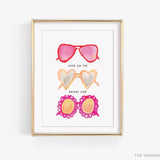 Look on the Bright Side Heart Glasses Art Print