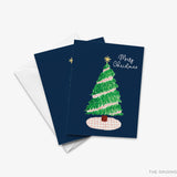 Merry Christmas Pink Gingham Tree Greeting Card