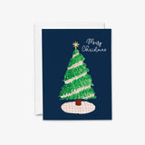 Merry Christmas Pink Gingham Tree Greeting Card