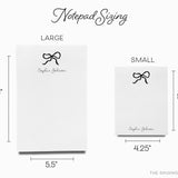 Personalized Black Bow Notepad