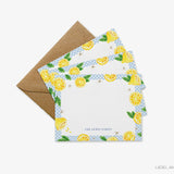 Personalized Lemon Gingham Flat Notes