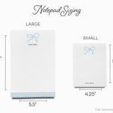Personalized Light Blue Bow Notepad
