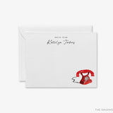 Personalized Red Vintage Telephone Flat Notes