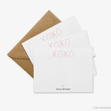 Personalized XOXO Pink Heart Flat Notes