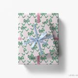 Pink and Green Bow Gift Wrap