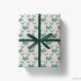 Pink and Green Bow Gift Wrap