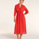 Natalia Cinched Tie Cover Up in Red Orange