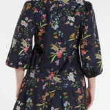 Katie Collared Mini Shirt Dress in Black Floral