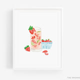 Strawberry Basil Cocktail Art Print