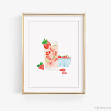 Strawberry Basil Cocktail Art Print
