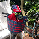 Bicycle Basket | Fog Blue / Red Stripe