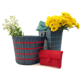 Bicycle Basket | Fog Blue / Red Stripe