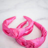 The Tiny Tassel Headband in Hot Pink Satin