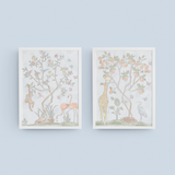 Watercolor Zoo Chinoiserie Art Prints (set of 2)