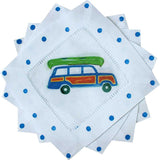 Woody Wagon Linen Cocktail Napkins