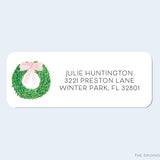 Wreath With Pink Bow Return Address Labels