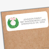 Wreath With Pink Bow Return Address Labels