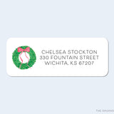 Wreath With Red Bow Return Address Labels
