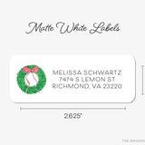 Wreath With Red Bow Return Address Labels