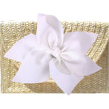 The Vineyard Straw Clutch with White Bow - Interchangeable