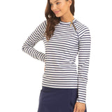 Navy Stripe Zipper Rashguard