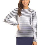 Navy Stripe Zipper Rashguard