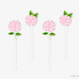 Pink Hydrangea Acrylic Drink Stir Sticks