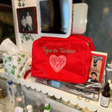 Nylon Satin Project Bag with Clear Window Front, HEART, LARGE