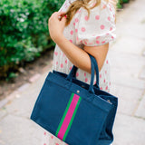 The Preppy Podcast x Milly Kate Navy Canvas Tote Bag