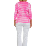 Crew Tee - Gingham Hot Pink/White