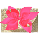 The Vineyard Straw Clutch with Hot Pink Bow - Interchangeable