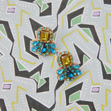 Sadie Studs in Teal/Citrine