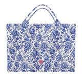 Jumbo Slouchy Denim Tote, MAHJ BABY CHINOISERIE BLEU