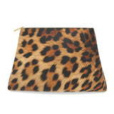 Roomy Leather Clutch, PRINTED LEOPARD FUR