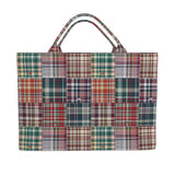 Jumbo Slouchy Denim Tote, HANDBOOK PLAID