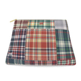 Roomy Leather Clutch, HANDBOOK PLAID