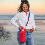 Poppy Red HydroBag® with Red, White, Navy striped Strap
