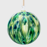 Feather paint large glass balls, green, set of two