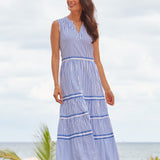 Palm Beach Sleeveless Tiered Maxi Dress