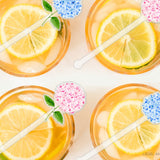 Pink and Blue Hydrangea Acrylic Drink Stir Sticks