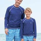 Boys Navy Long Sleeve Cabana Rashguard
