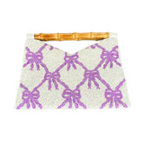 Bamboo Handle Clutch in Lavender Bows