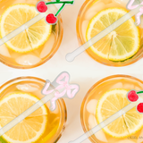 Cherry and Pink Bow Acrylic Drink Stir Sticks