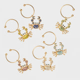 Crab wine charms, rainbow