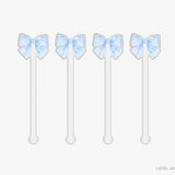 Striped Blue Bow Acrylic Drink Stir Sticks