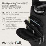 HydroBag® HANDLE®- Black Matte with Vegan Leather Trimmed Strap