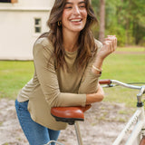 Sand Hi/Lo Bamboo Long Sleeve Top