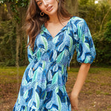 Blue Myers Flowy Cinch Waist Dress
