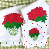 Poinsettia Chinoiserie Linen Cocktail Napkins